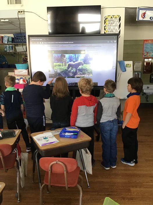 Mrs. Falcone's class looking at a video